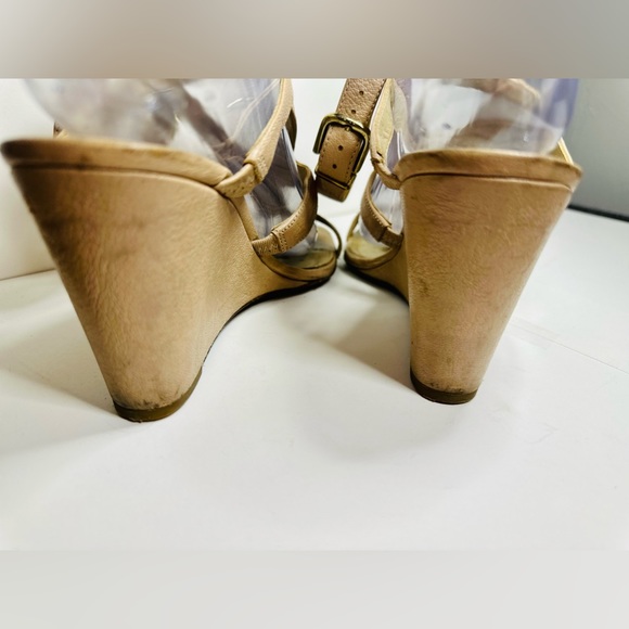 Via Spiga Wedge Sandal Nude Strappy Leather Heels SZ 7.5 EUC - Picture 11 of 13